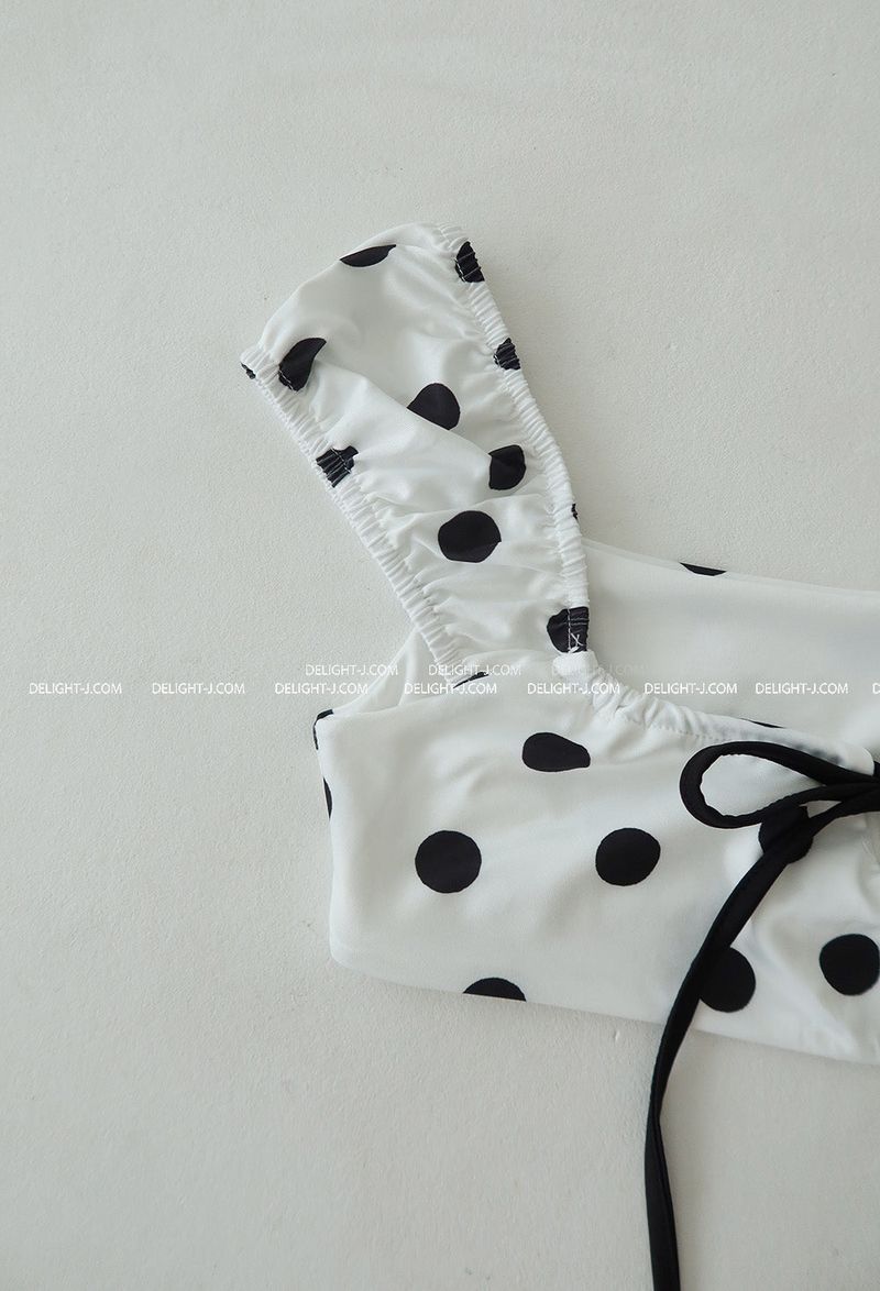 Dot ribbon dot frill bikini