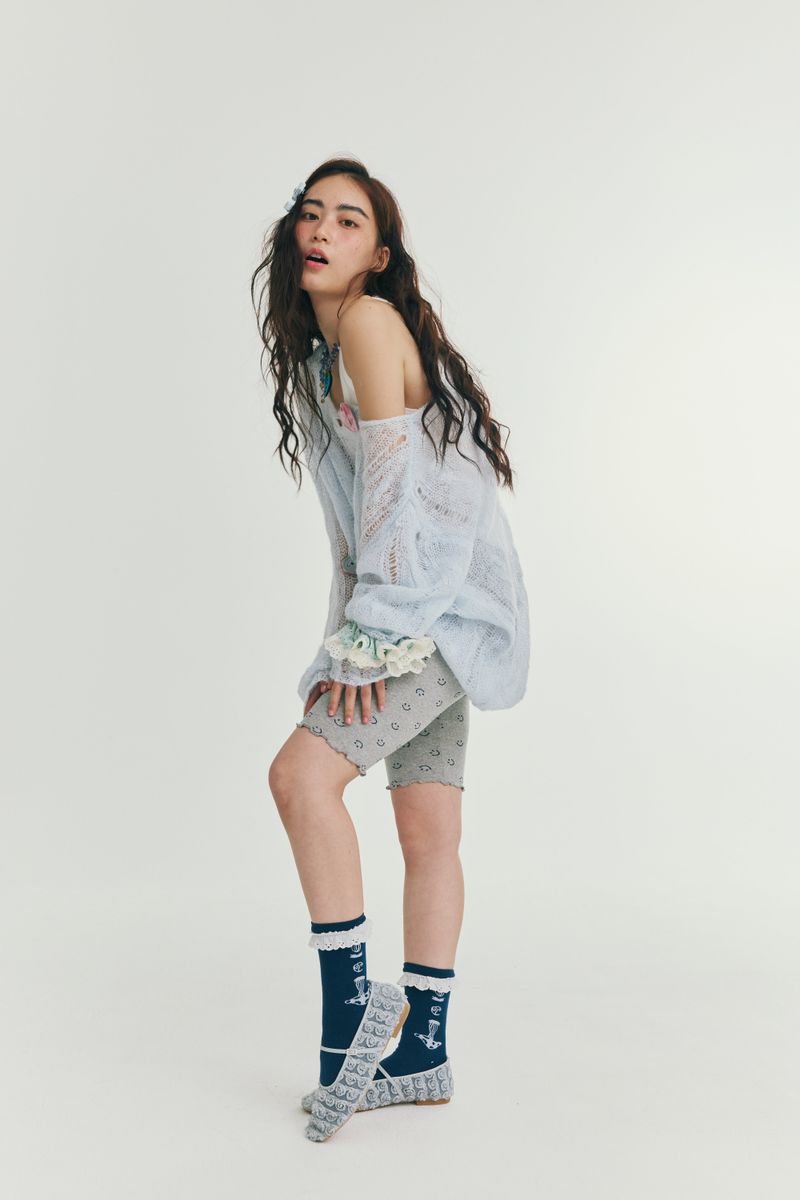 smile leggings grey