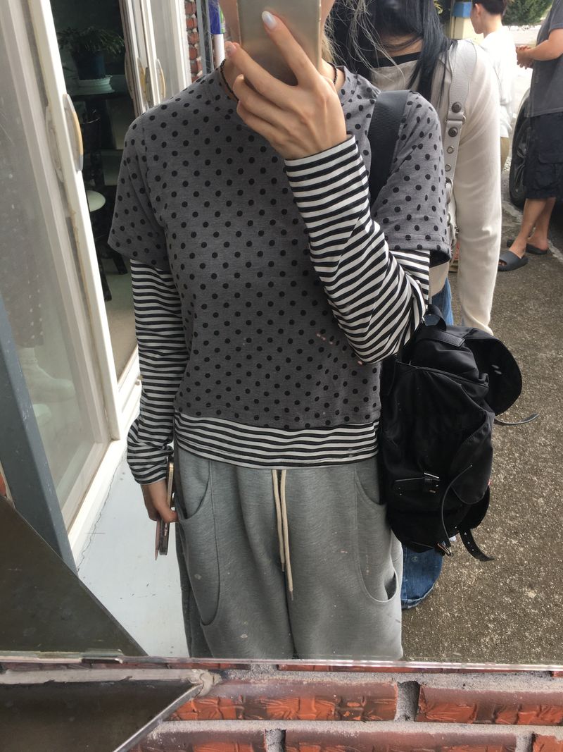 Mocha Dot Layered T-Shirt (2c)