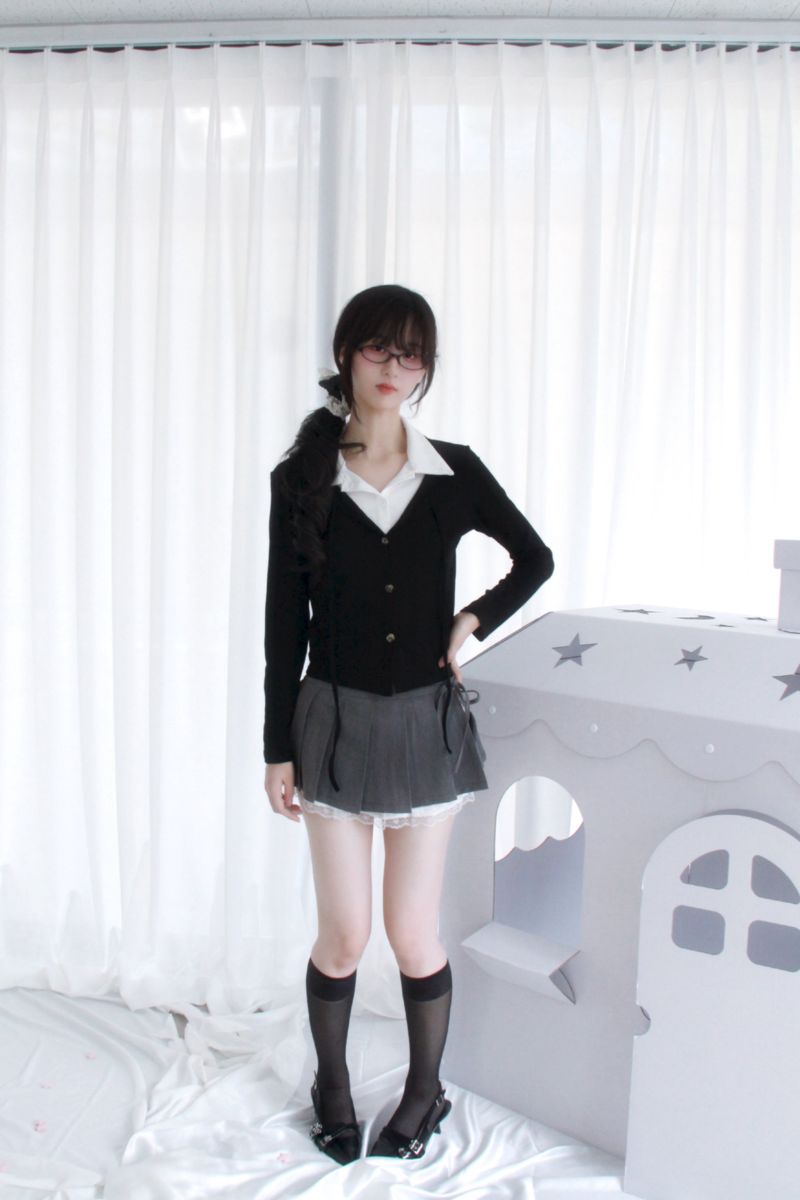 frill lace mini skirt 2color