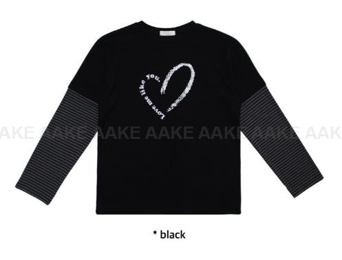 (Brushed) HEART LAYERED LONG-SLEEVE