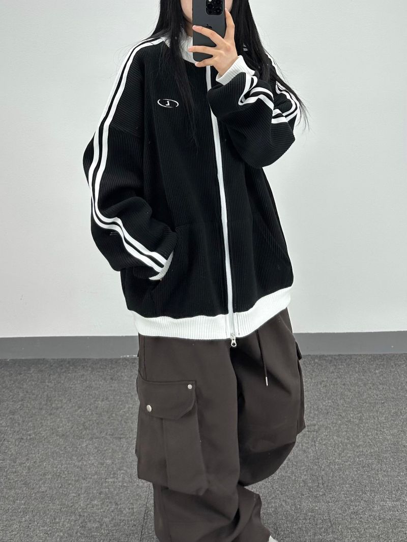waffle track zip-up