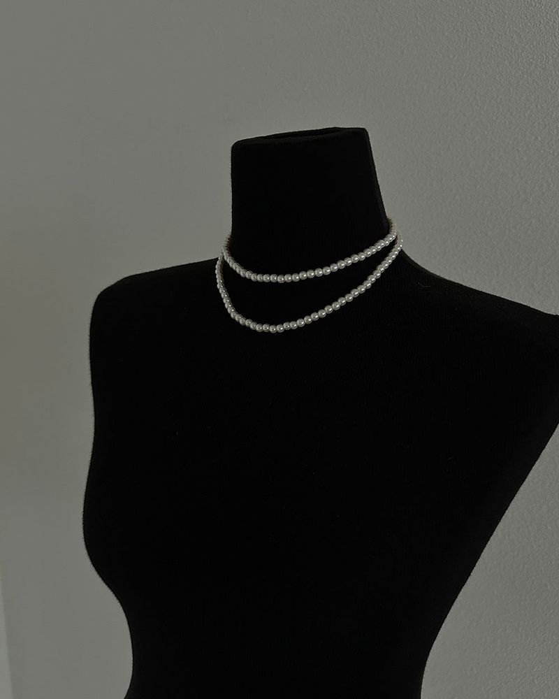 Delight-J（ディライトジェイ）の「5 mm Two-line Layered Long Pearl Necklace（Accessories）」