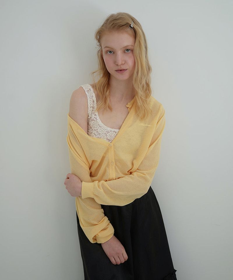 WITHOUTSUMMER（ウィズアウトサマー）の「エアリーサマーカーディガン_yellow（トップス）」