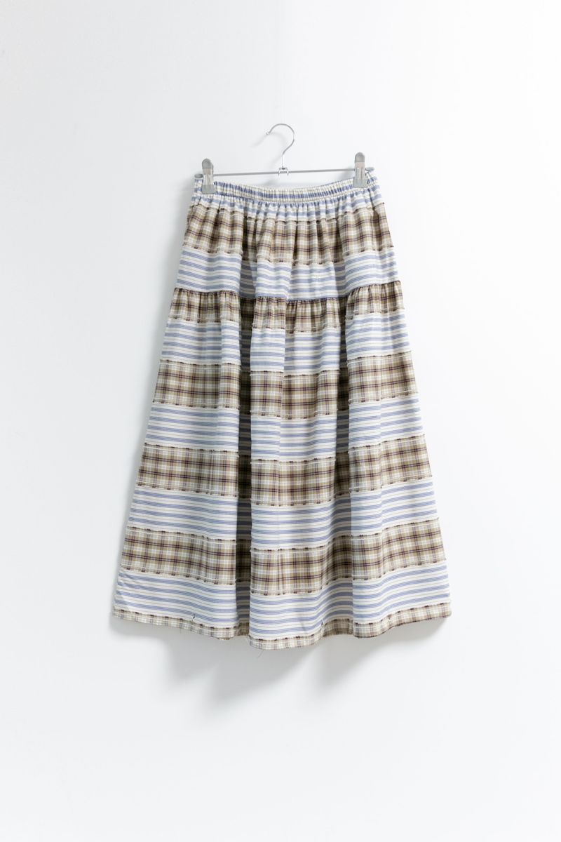 check stripe twoway cotton skirt(2colors)