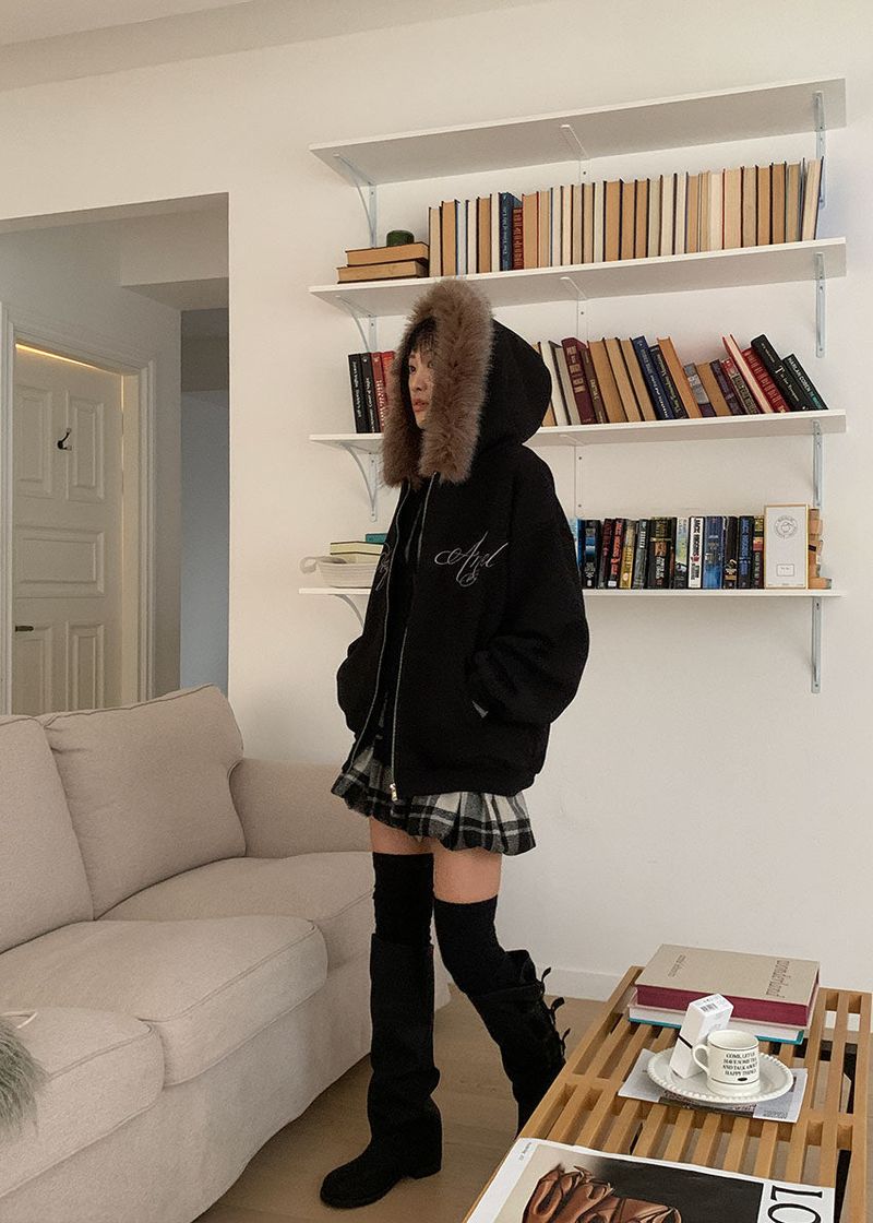 ANGEL FUR HOOD ZIP-UP