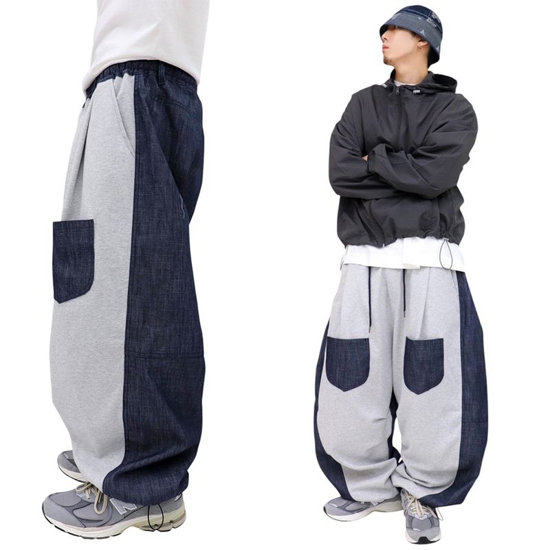 Wide Pocket Contrast Balloon Pants