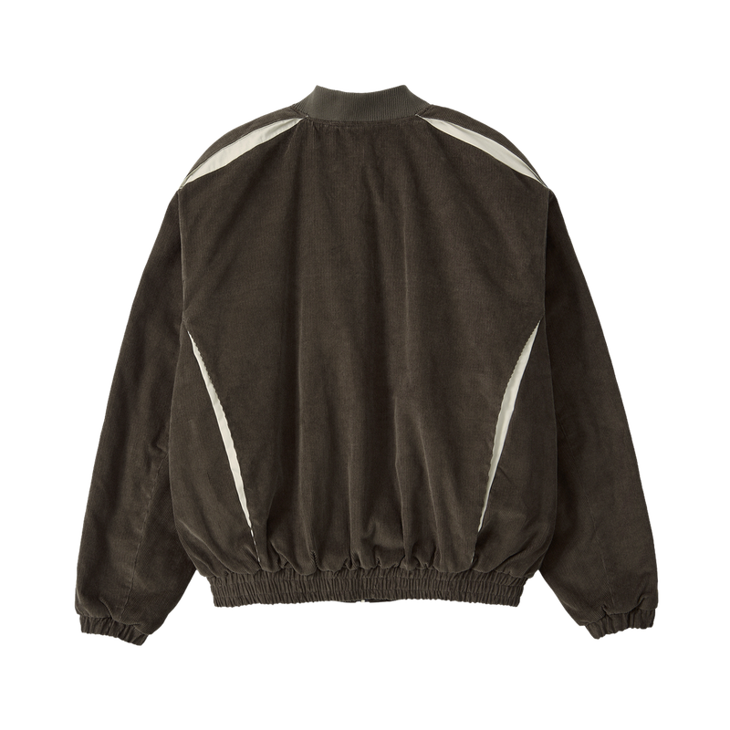 Corduroy Contrast Quilted Blouson - BROWN