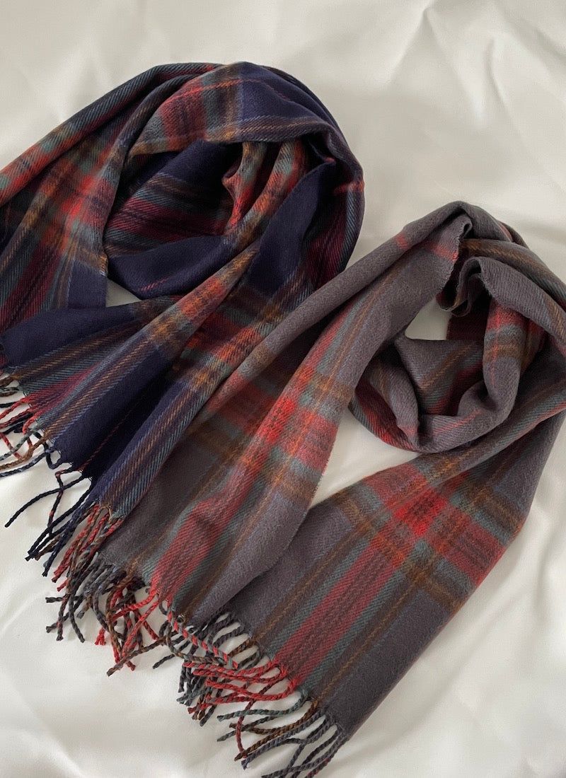 Flat tartan check muffler