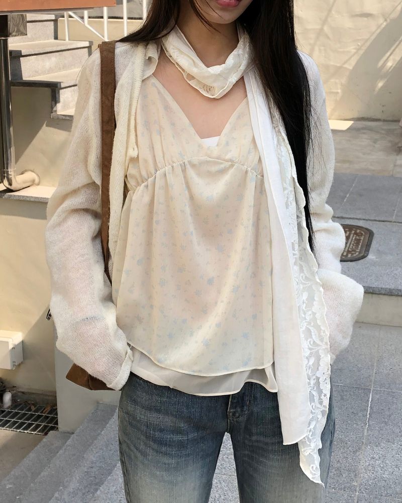 Juron Rose Sheer Lace Scarf
