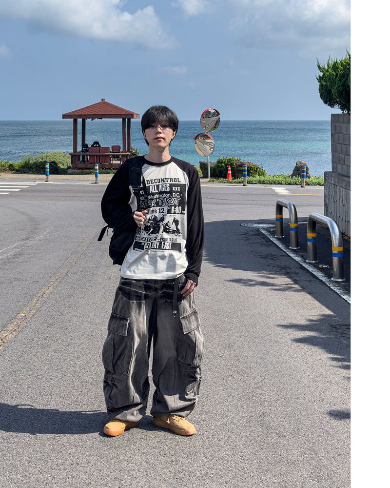 Poster Color Block Raglan Long Sleeve