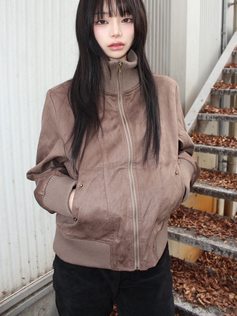 highneck suede jumper
