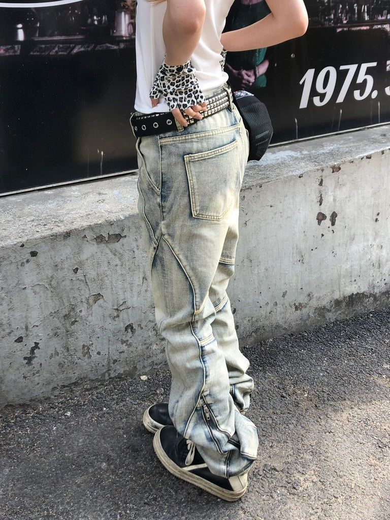 Smoky Washed Zipped Pants