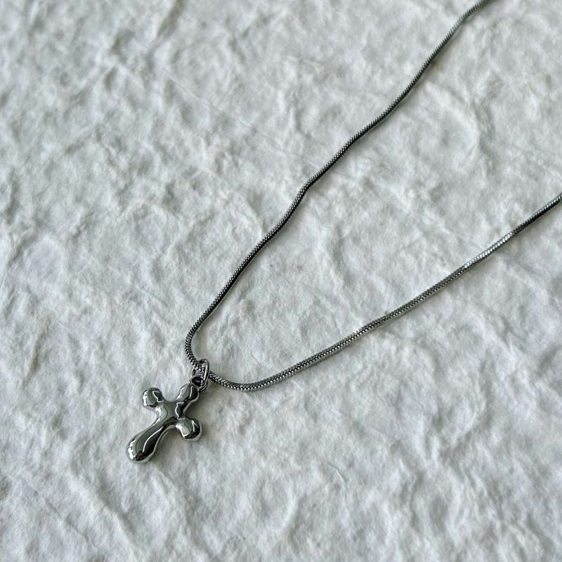 Liquid Silver Cross Necklace