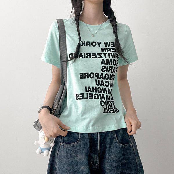 Urban Slim Fit Lettering Short-Sleeved T-Shirt (3 colors)