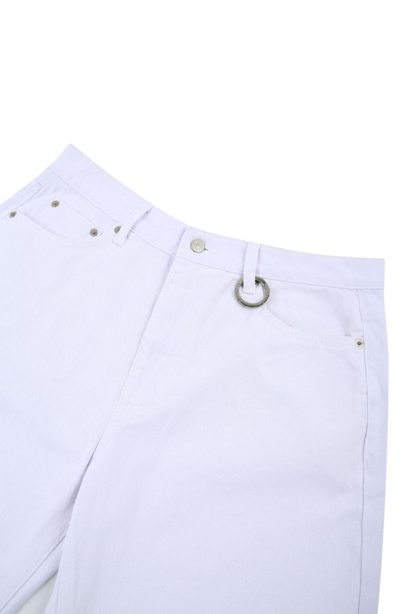 Damage wide white pants
