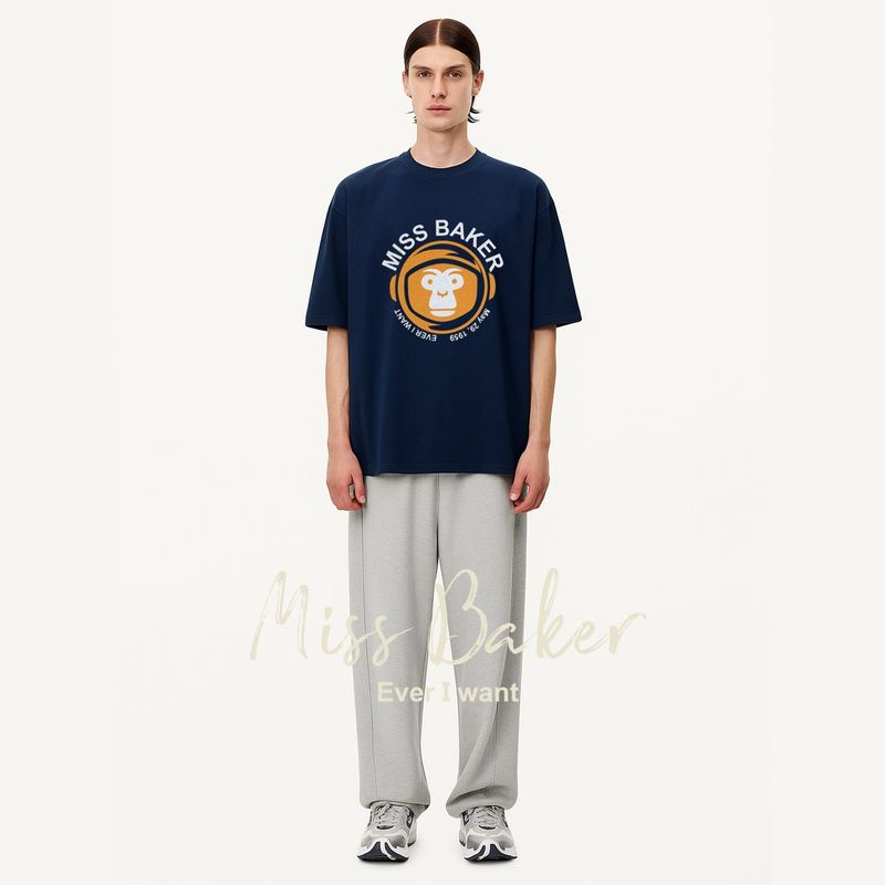 Miss Baker（ミスベイカー）の「スペースバイカーTシャツ ネイビー(MAN)（トップス）」