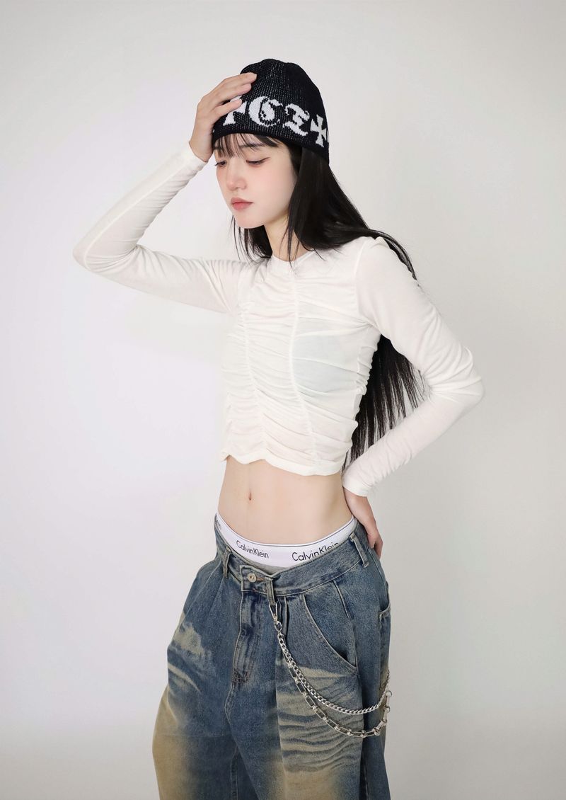 Shirred Asymmetrical T-Shirt
