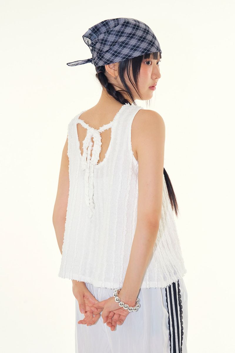 Back ribbon sheer sleeveless