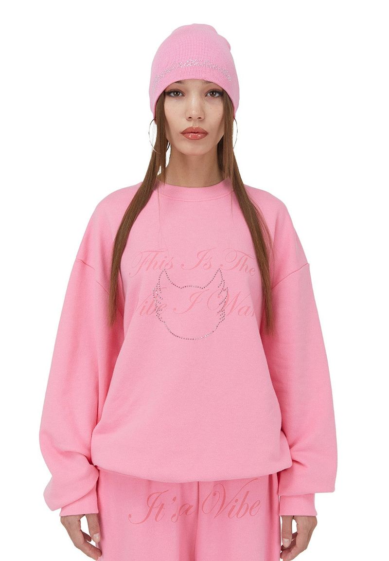 ITZAVIBE（イッザバイブ）の「[ISS002-5] SIGNATURE GRAPHIC MOCK NECK SWEATSHIRTS PINK（Tops）」