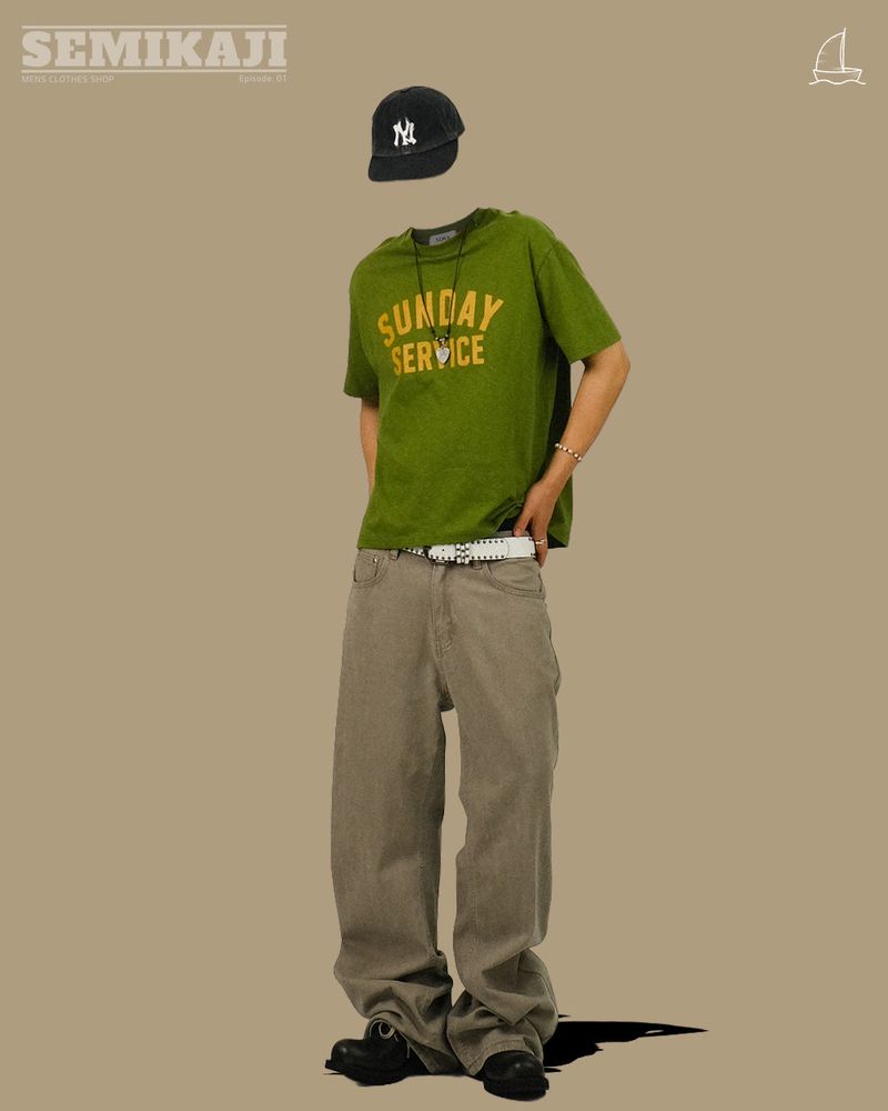 DE Cotton Semi-Wide Pants