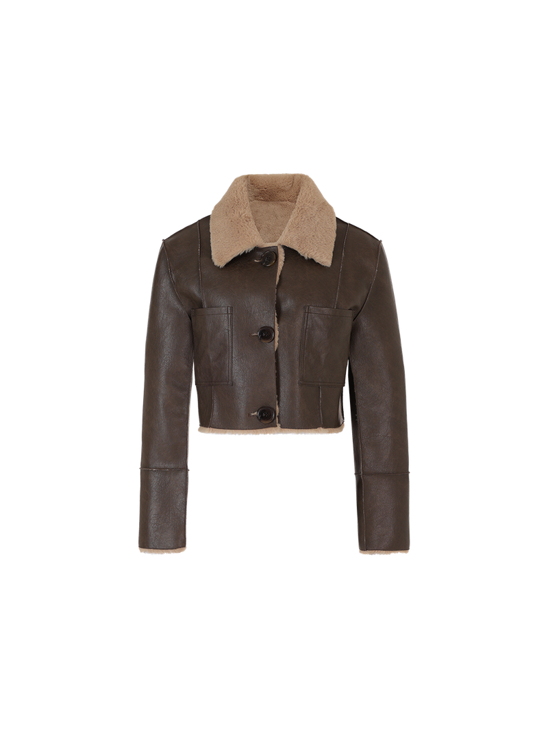 Short reversible leather mustang (Brown)