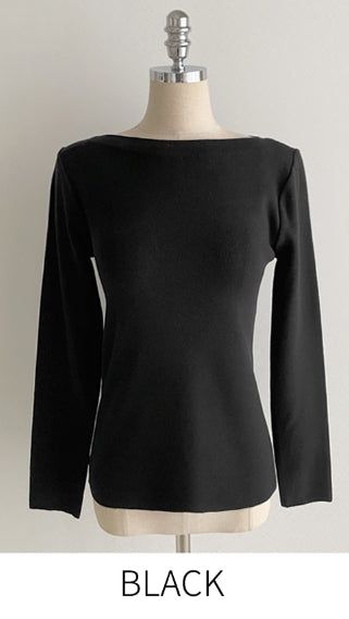 Demu Stripe Boat Neck Knit