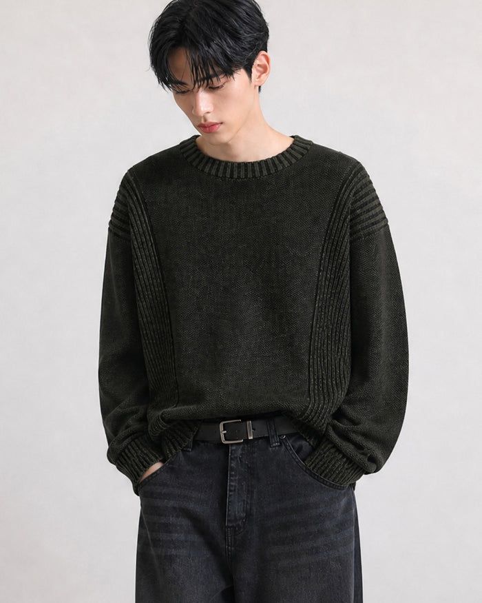 (UNISEX) Two-Tone Round Knit