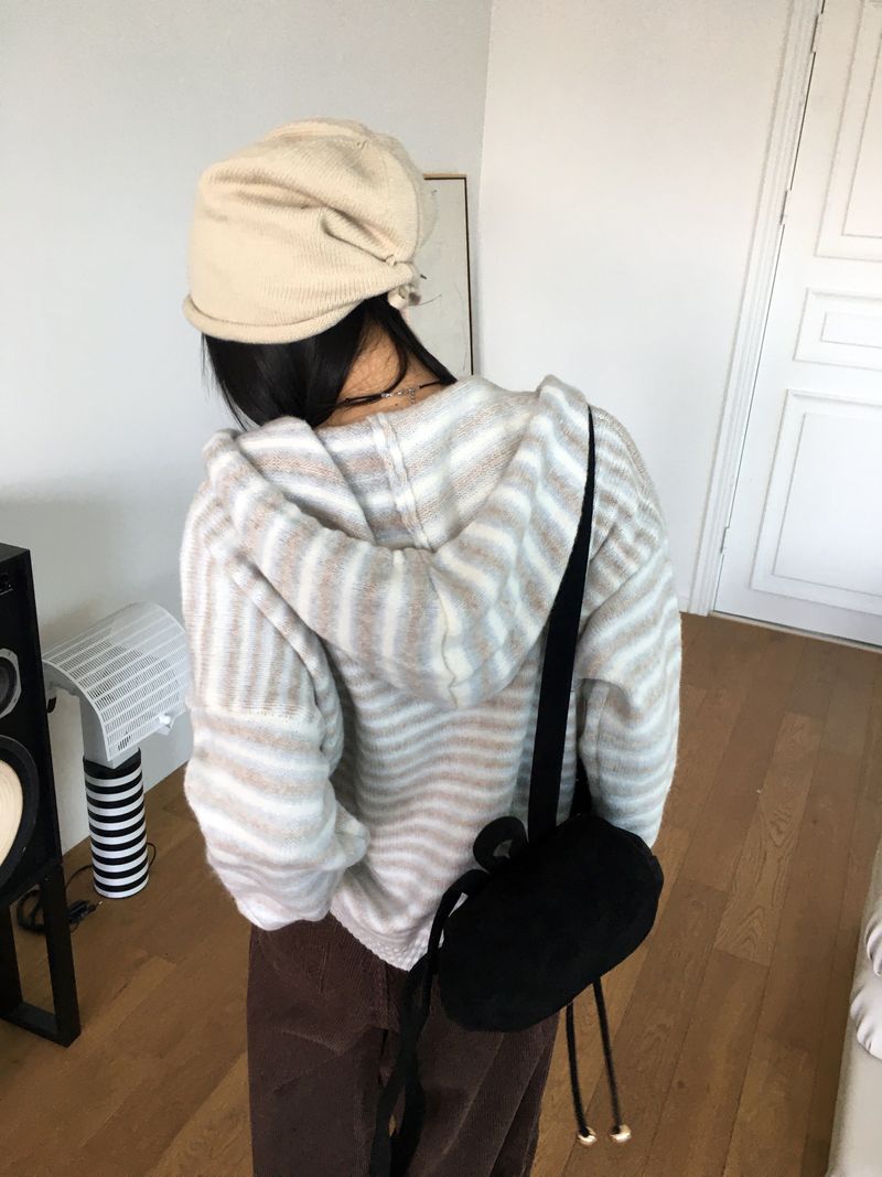 Hicot string point knit bandana beanie