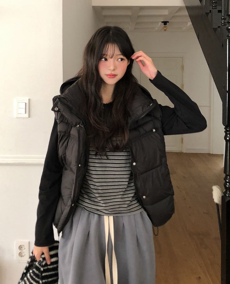 Miley String Hooded Vest Padded