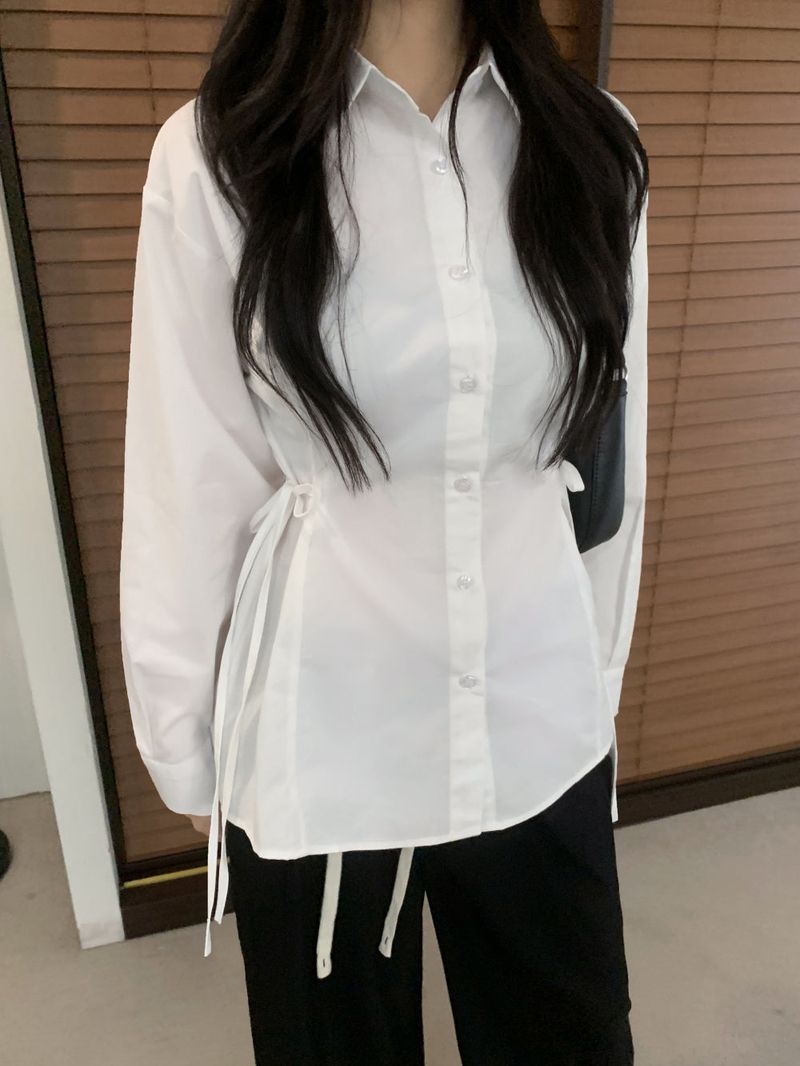 Refine Side Strap Long Sleeve Shirt