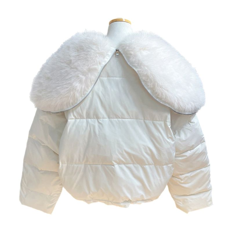 Ice Bloom Fur-Collar Duck Down Short Puffer