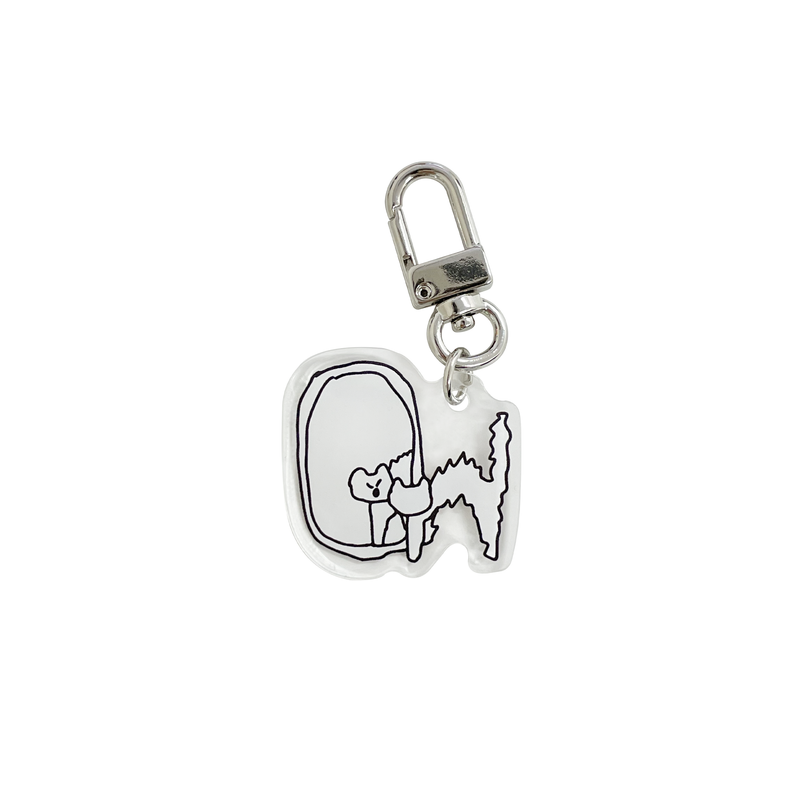 Very angry cat looking in the mirror Key Ring