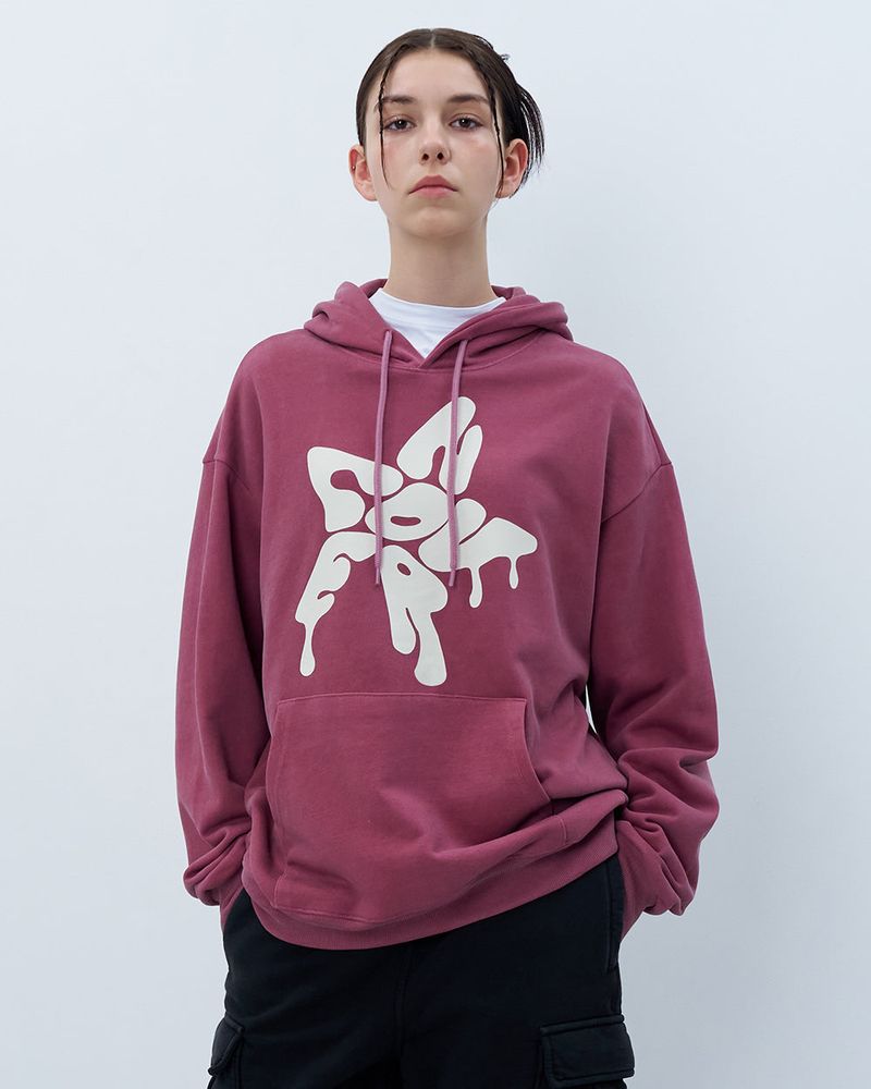 MELTING STAR LOGO PIGMENT HOODIE-PURPLE