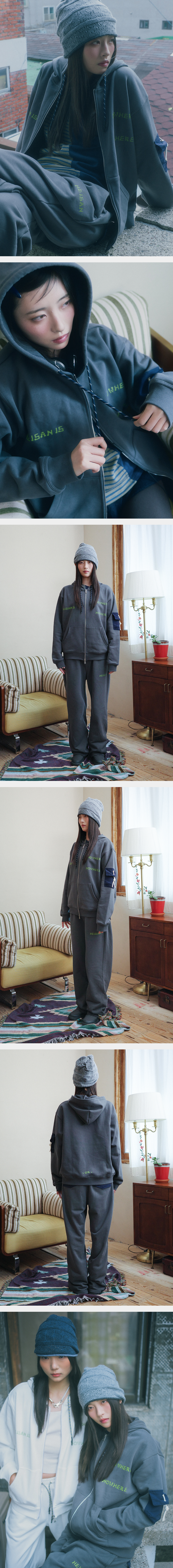 Nowhere Sweat Hood Zip-Up Charcoal