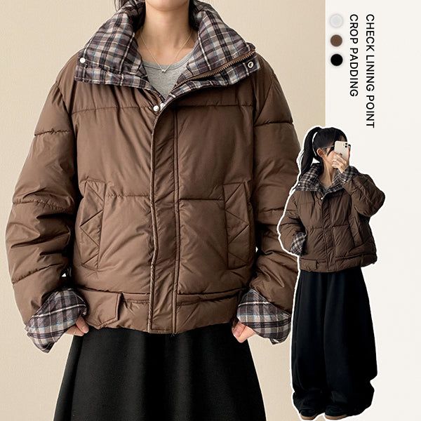 Pomi checkered lining padded jumper