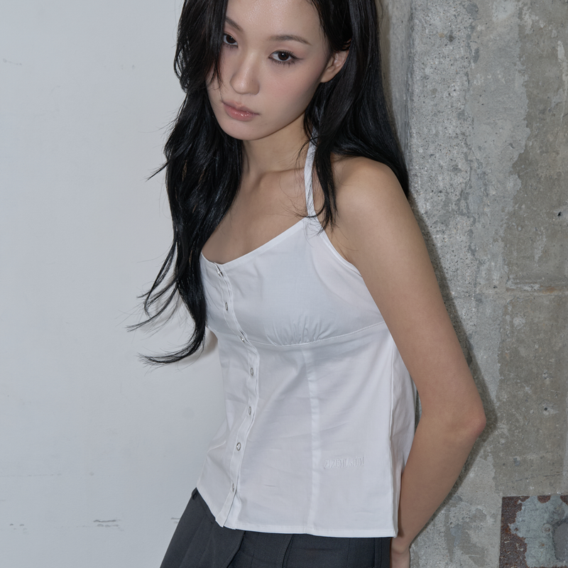 STRAP DETAIL HALTER NECK BLOUSE (WHITE)