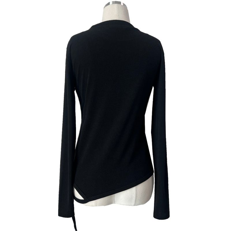 Eyelet buckle bottom hem strap long sleeve tee (3 colors)