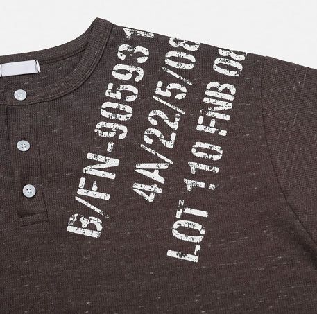 Devel Waffle Henley Neck Long Sleeve T-shirt