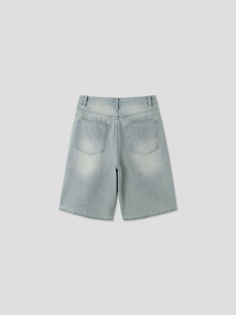 Ocean washing bermuda denim pants