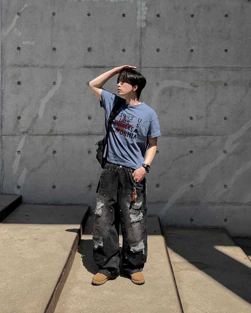 Devon Carpenter Wide Distressed Denim
