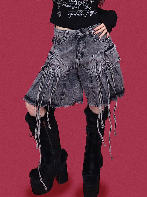 KUO（クーオ）の「angry eyelet wide half pants - black（Pants）」