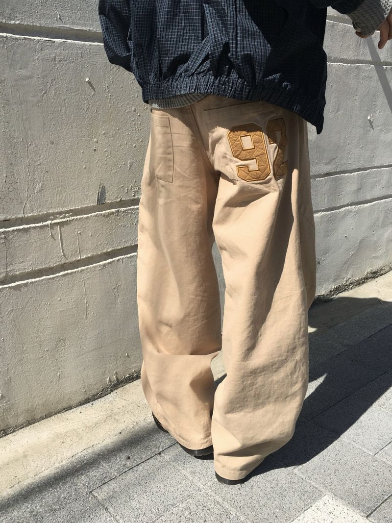 Numbering 92 Embroidered Cotton Wide Pants 3C