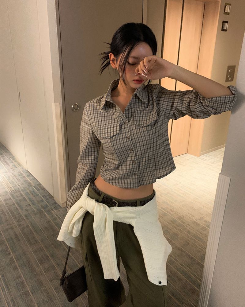 [ORIGINAL] Like Check Crop Pocket Shirt