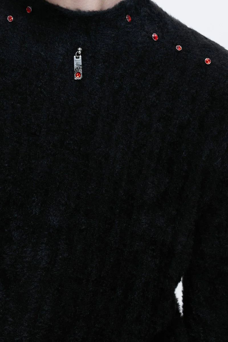 Embellished Padded Shoulder Long Sleeve