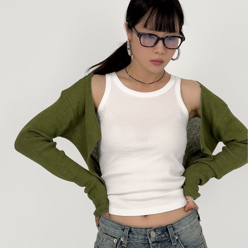 [prts made] plan ribbed sleeveless top (6colors)