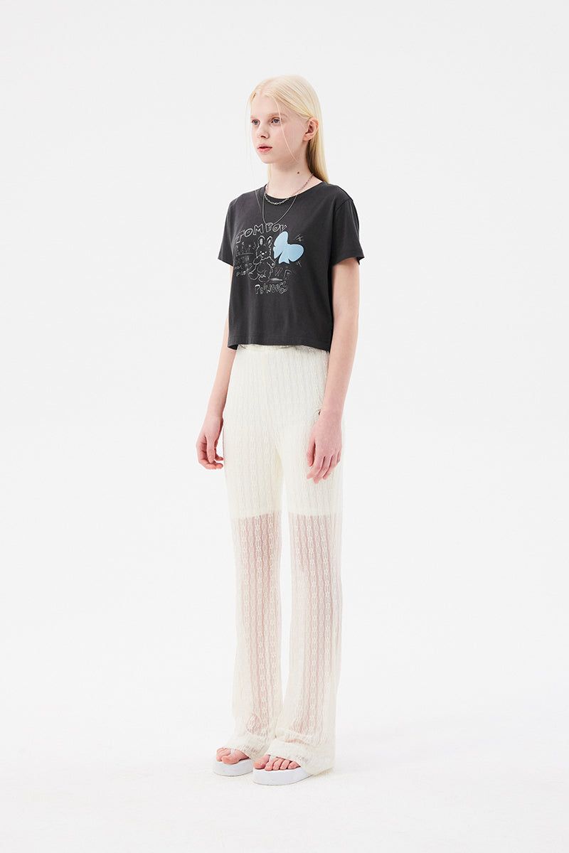 CHERRY LACE BOOTCUT PANTS [IVORY]