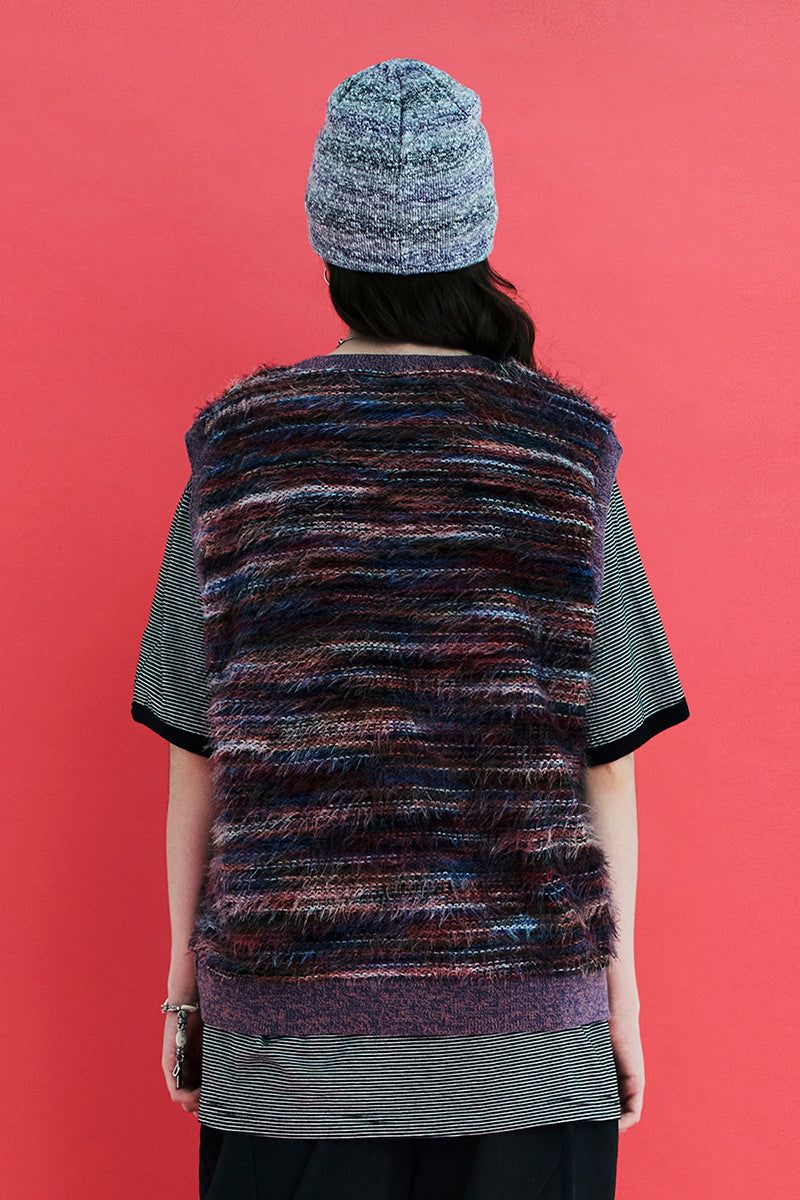 FUR KNIT VEST / PURPLE