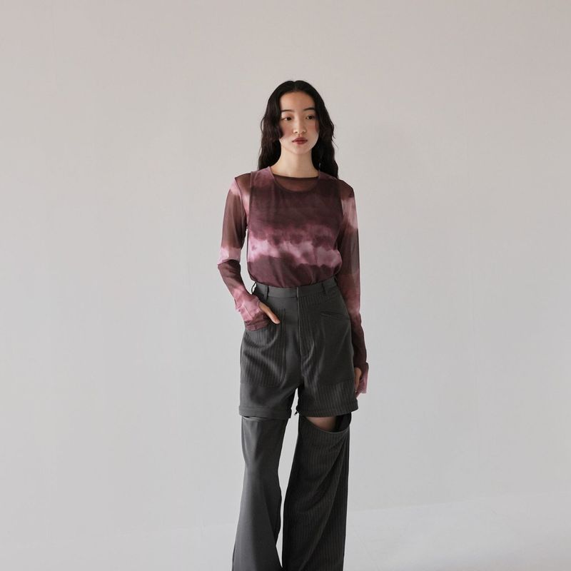 sheer marble layered tops