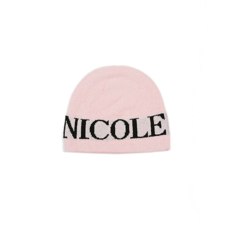 NICK&NICOLE(ニック&ニコール)の「CASHMERE LETTERING JAQUARD BEANIE_PINK(Hats)」